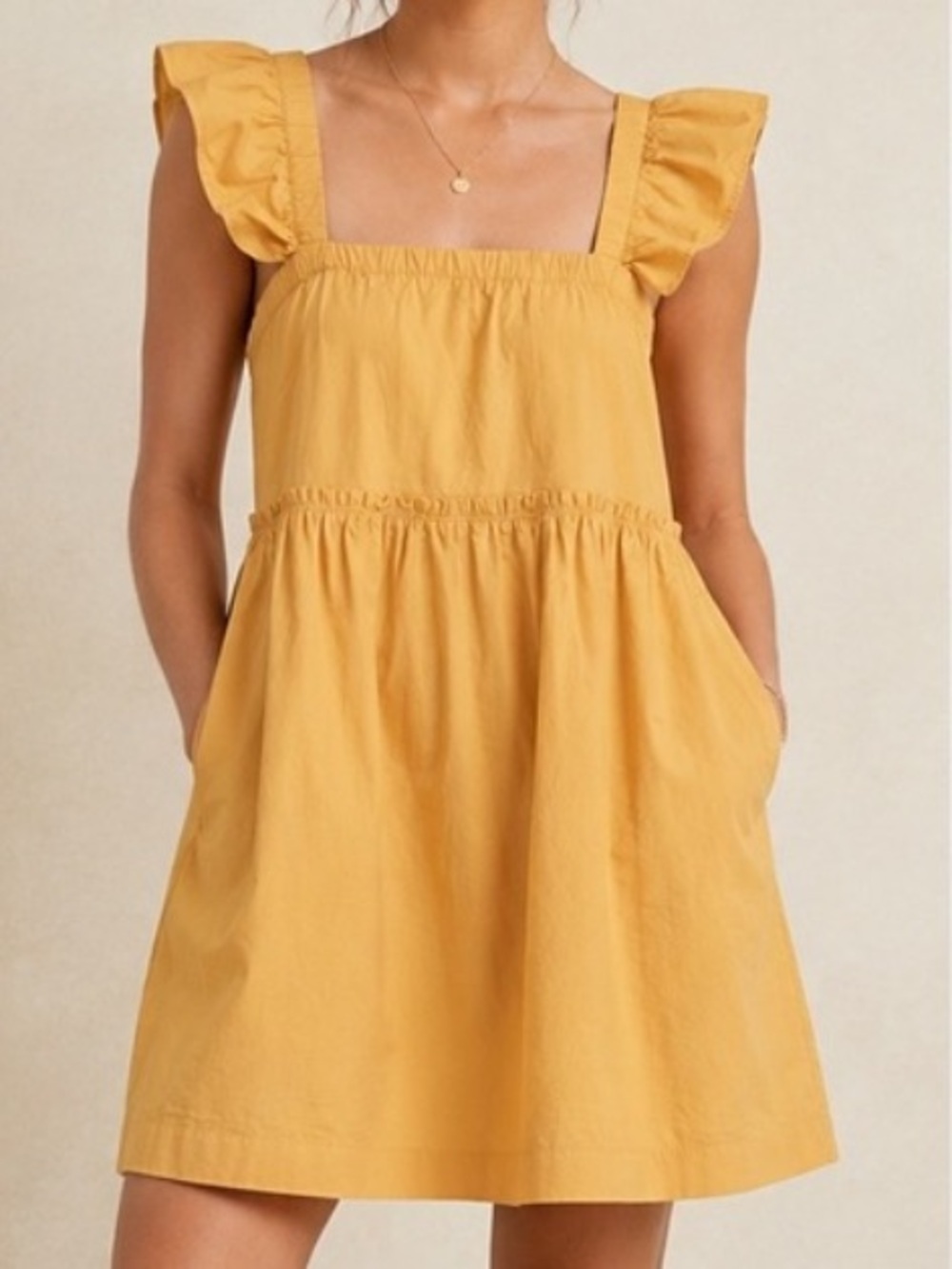 Madewell Marigold Flutter-Sleeve Mini Dress